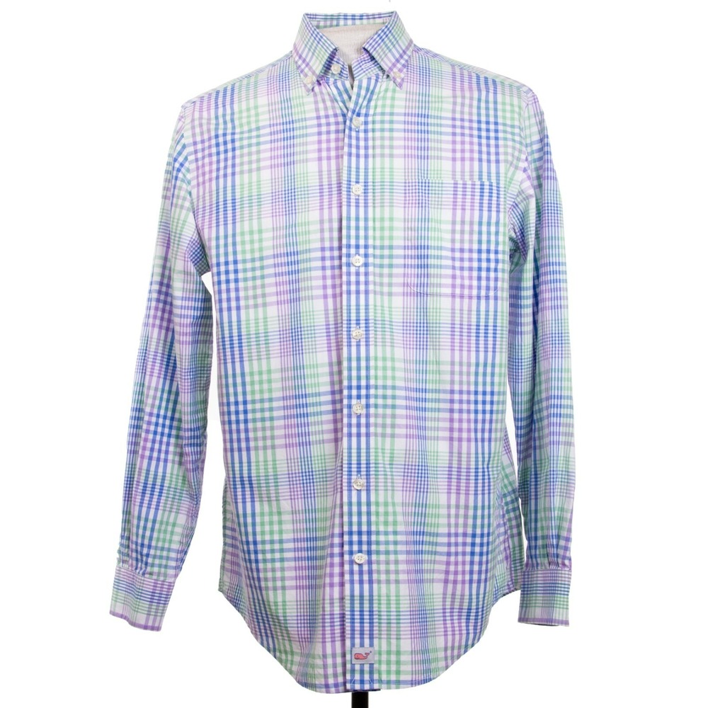 Vineyard Vines Slim Fit Murray Mens M Multicolor Check‎ Button Front Shirt